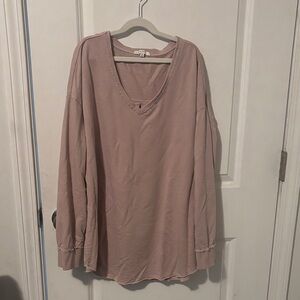 Z Supply Mauve Long Sleeve V-Neck Top